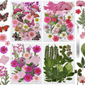 CONVELIFE Dried Flowers for Resin 116Pcs, Pink Real Natural Pressed Flowers with 10 Butterfly Stickers, Dried Leaves kit for Scrapbook Supplies Card Making Resin Jewelry Soap Candle DIY Crafts