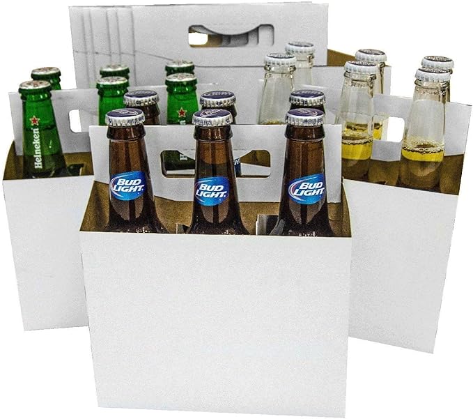 6 Pack Cardboard 12 oz Beer/Soda Carrier by C-Store Packaging (Pack of 12) (White) FAST SAME DAY SHIPPING