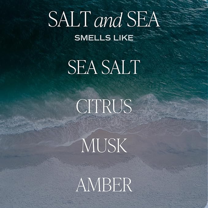 Sweet Water Decor Salt and Sea Candle - Sea Salt, Citrus, Amber, Musk, Beach Scented Soy Candles for Home - Coastal Decor for Beach Lovers - 9oz Clear Jar, 40 Hour Burn Time, Made in The USA