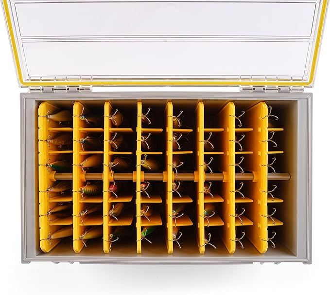 Plano EDGE Deep Hang Box, Stores 48 Crankbaits, with Rust-Preventive Rustricor, Dri-Loc Watertight Seal, WaterWick, DuraView Transparent Lid, Stackable Storage for Fishing Organization