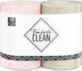 Fantasticlean Microfiber Cleaning Cloth Roll 2 Rolls 120 Pack, Tear Away Paperless Towels, 8" x 8", Reusable Washable Rags, House Kitchen, Pet, Office, Indoor Outdoor, Portable (Pink and Off-White)