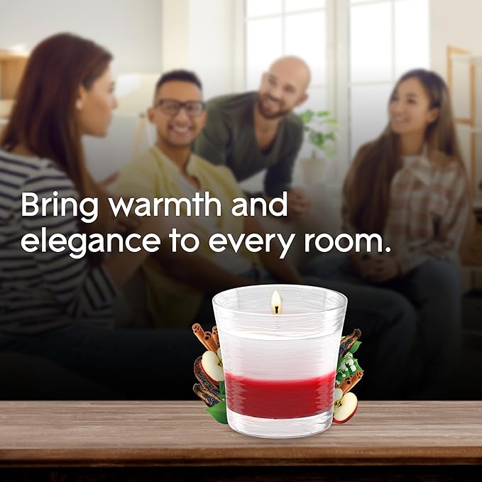Glade 1-Wick 2in1 Scented Candle Jar, Sheer Vanilla Embrace & Apple Cinnamon, Air Freshener Infused with Essential Oils, 4.08 Oz, 2 Count