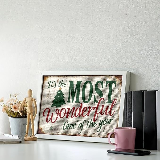 Diamond Painting Kits for Adults - Humorous Quote & Christmas Tree Most Wonderful Time of The Year Painting DIY 5D Full Drill Diamond Dots Paintings with Diamonds Gem Art And Crafts Home Decor 8"x12"