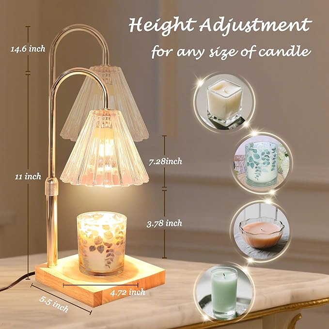 Candle Warmer Lamp with Electric Timer Dimmer Adjustable Height, Room Decor Scented Wax Melt House Warming Idea Useful, Gifts for Women Who Have Everything Mom Men