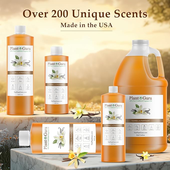 Vanilla Fantasy Fragrance Oil 4 fl. oz. Scented Oil for DIY Soap Making, Candles, Bath Bombs, Body Butters. Used in Aromatherapy Diffusers, Burners and Warmers. Great Addition to Lotions and Creams.