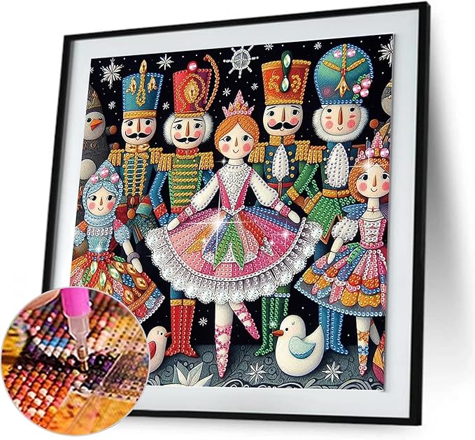 5D Christmas Girl Special Shape Diamond Art Kits for Beginners, Christmas Winter Theme Diamonds Painting Kits for Adults,DIY Crystal Rhinestones Diamond Paintings for Home Wall Decor 12×12Inch