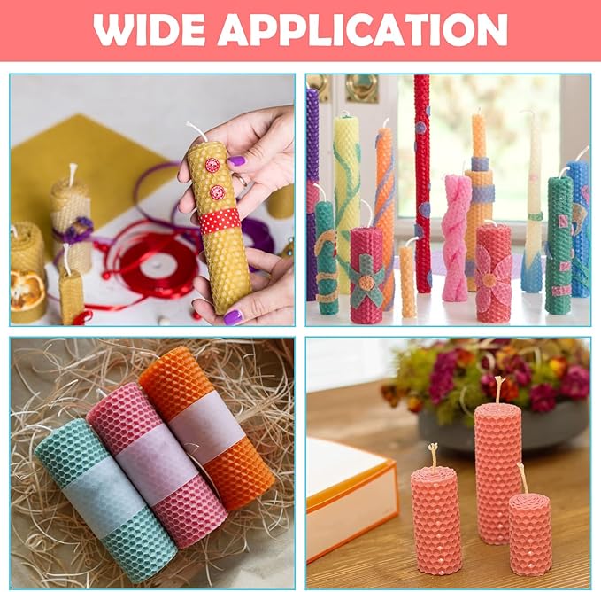 8x8 Inch Beeswax Sheets for Candle Making, 21 PCS Beeswax Candle Making Kit for Adults, 7 Macaron Colors Beeswax Honeycomb Sheet with Cotton Wick for DIY Craft Gift