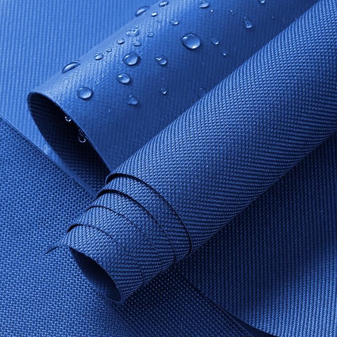 ANMINY 100% Waterproof Outdoor Fabric 3 Yards, 58" W 600D Marine Canvas Fabric with PVC Backing, Ripstop Upholstery Material by The Yard for Furniture Boat Covers Tent Awning, Royal Blue