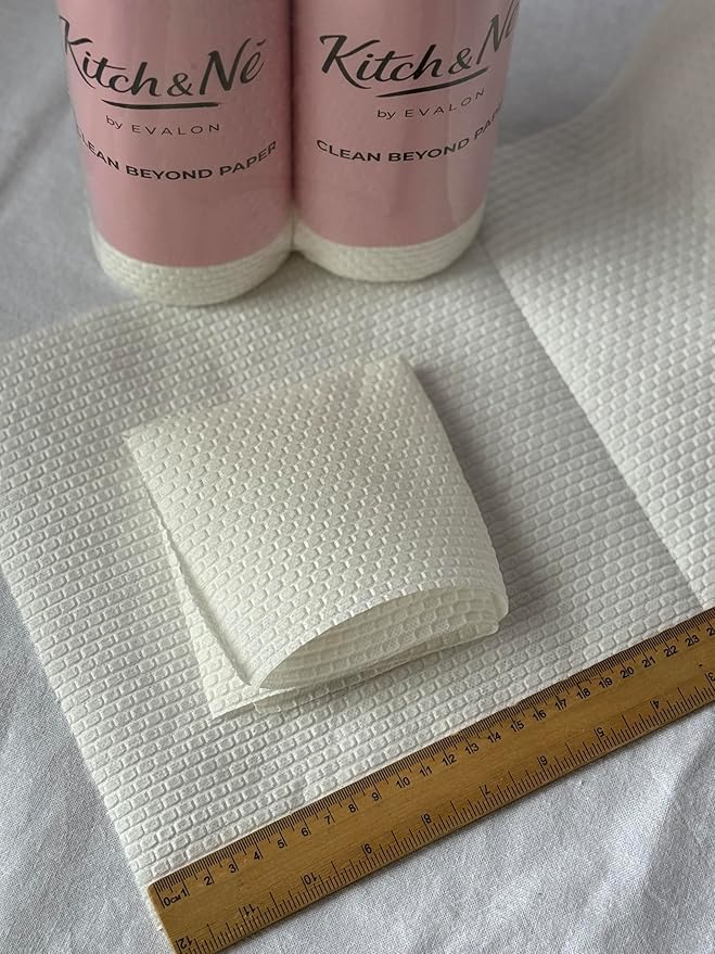 Reusable Cleaning Cloths – Lint-Free Ultra Absorbent Non-Woven Kitchen Cleaning Towels, Reusable Cleaning Wipes Roll, 2 Rolls, 100 Sheets, 25×25 cm, Durable Multi-Purpose Household Cloths – Kitch&Nê