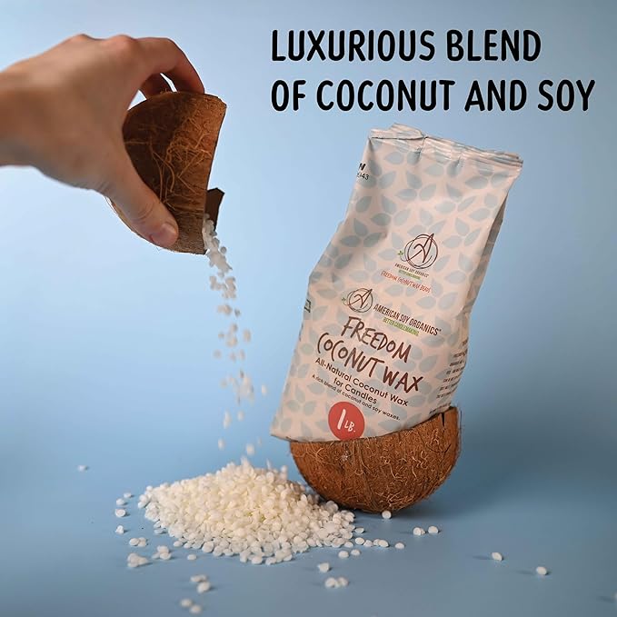 American Soy Organics 1 lbs Freedom Coconut Soy Wax Beads for Candle Making - Natural Candle Making Supplies - Paraffin-Free,Beeswax-Free Coconut Candle Wax for Container Candles,Tealights,Wax Melts