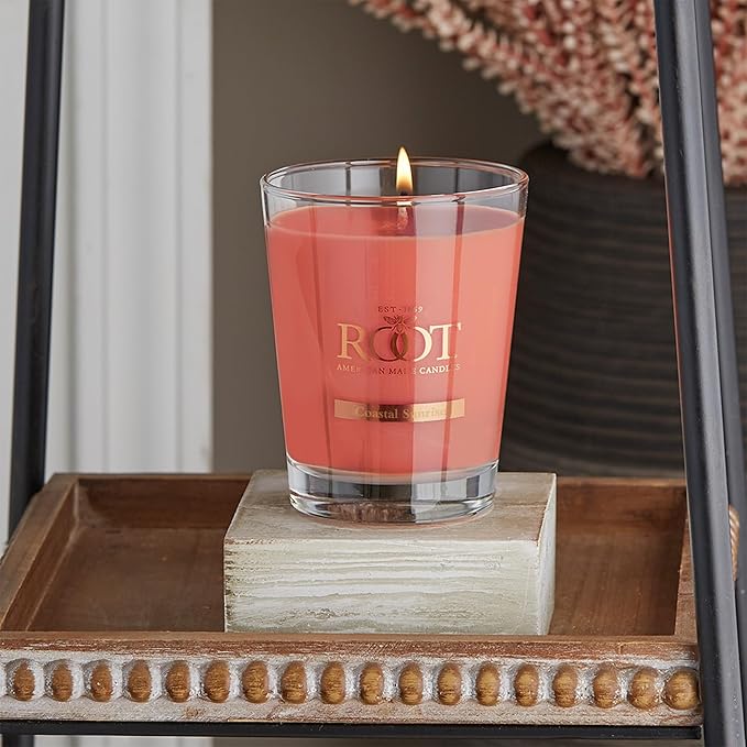 Root Candles Scented Candles Honeycomb Beeswax Blend Premium Handcrafted Candle, Large Veriglass, Coastal Sunrise