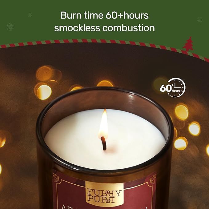 Odor Eliminating Candle, Berry Rum Scented Candle, Pet-Friendly Soy Candles for Christmas, 60 Hours, 7 oz