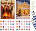 Paint by Number Kit for Adults & Kids, 2 Pack Christmas Scenes 16x20 Inch Framed, DIY Acrylic Painting Kit with Brushes & Paints, Festive Home Art Decor
