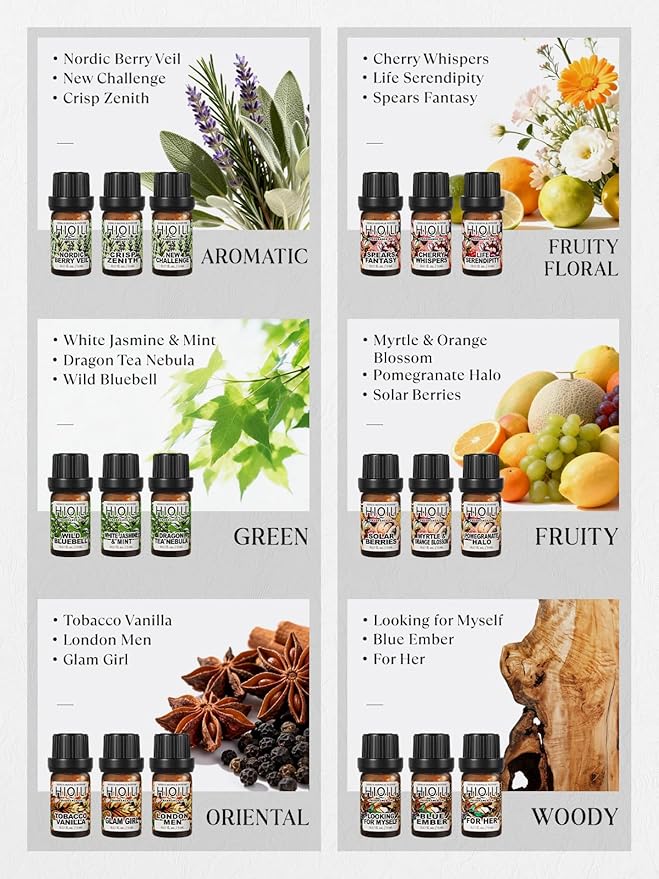 HIQILI Discovery Fragrance Oil Set– 32 Premium Scents for Essential Oils Diffuser, Candle & Soap Making, DIY Perfume, Home Fragrance, Long-Lasting Aromatherapy Gift Set, Tobacco Vanilla (5ML)