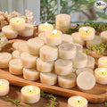 6 Hour Soy Tea Lights Candles 50 Pack, Unscented Long Burning Tea Lights Bulk, White Small Votives-Burn Clean, Non-Paraffin Soy Candles for Wedding Party Centerpiece,