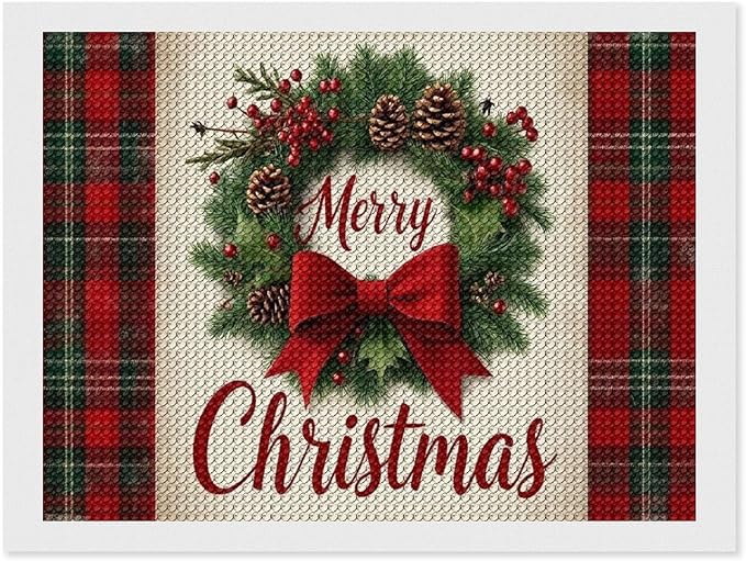 AIVKIEJK Diamond Painting Kits for Adults - Merry Christmas Red Bow & Pine Cones Painting DIY 5D Full Drill Diamond Dots Paintings with Diamonds Gem Art and Crafts Home Decor 12"x16"