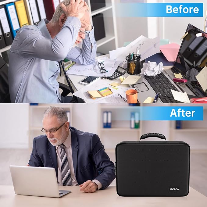 ENGPOW 5200℉ Soft Case Fireproof Document Box with Lock,Fireproof Box with 25 Colorful Pocket Accordion File Folder,Fireproof Water Resistant Safe File Organizer Storage for Important Documents