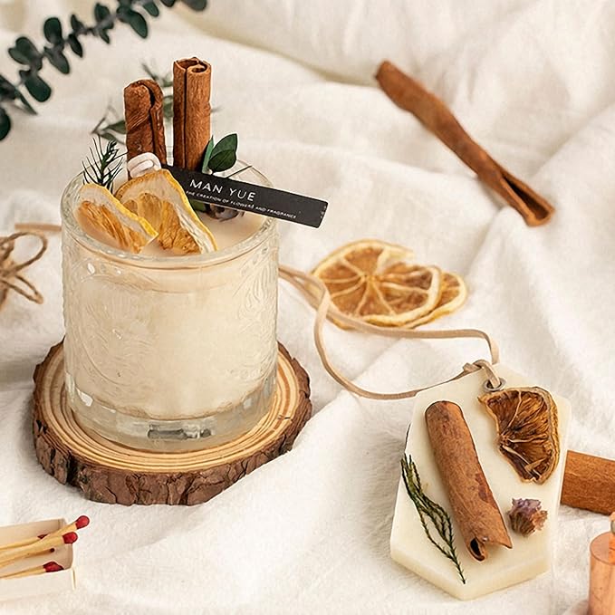 SimpleVibesXinPuwei DIY Lemon Cinnamon Pillar Wax Material Kit - Festive Handmade Activity Scented Wax Crafting Set (B)