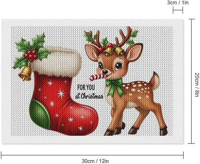 AIVKIEJK Diamond Painting Kits for Adults - Deer Sugar Bell Holiday Christmas Painting DIY 5D Full Drill Diamond Dots Paintings with Diamonds Gem Art and Crafts Home Decor 8"x12"