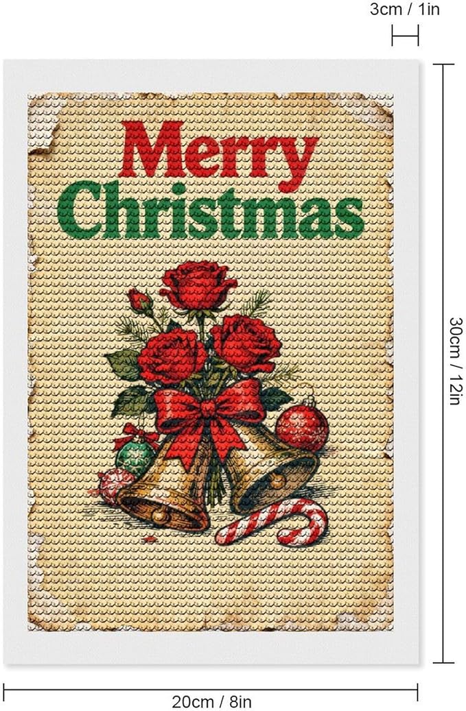 AIVKIEJK Diamond Painting Kits for Adults - Merry Christmas Santa, Holly & Vintage Painting DIY 5D Full Drill Diamond Dots Paintings with Diamonds Gem Art and Crafts Home Decor 8"x12"
