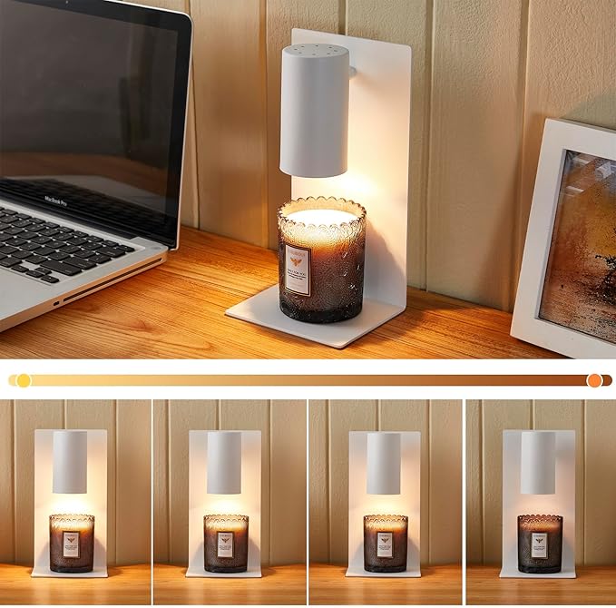 White L-Shape Candle Warmer Lamp with Timer Dimmable, New Home Decor for Bedroom, Office, Modern Living Room, Christmas Birthday New Year Gift for Women Man