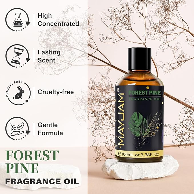 Forest Pine Fragrance Oil Essential Oil, MAYJAM 3.38FL.OZ Forest Pine Oil for Diffusers for Home, Long Lasting Scented Oils for Soap Candle Making - 100ML