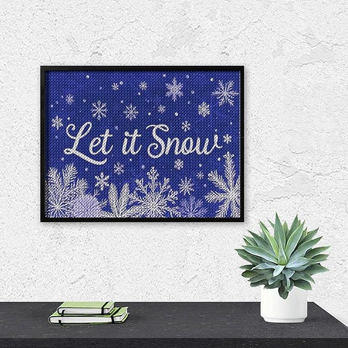 AIVKIEJK Diamond Painting Kits for Adults - Festive Snowflake Christmas Let It Snow Painting DIY 5D Full Drill Diamond Dots Paintings with Diamonds Gem Art and Crafts Home Decor 12"x16"