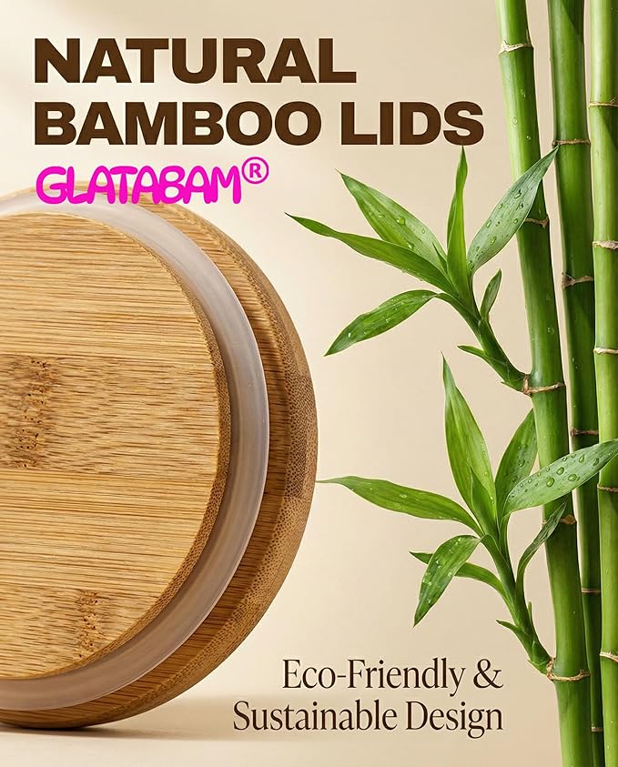 GLATABAM 4 OZ Candle Jars 12 Pack - Bulk Glass Candle Making Jars with Bamboo Lids & Labels, Heat Resistant Empty Reusable Candle Vessel for Containers(Clear)