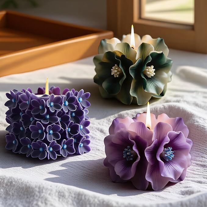 Rose Tulip Flower Succulent Leaves Cylinder Molds Silicone Wave Spiral Candle Mold - Silicone Resin Casting Molds for Candle & Resin & Soap Craft Supplies