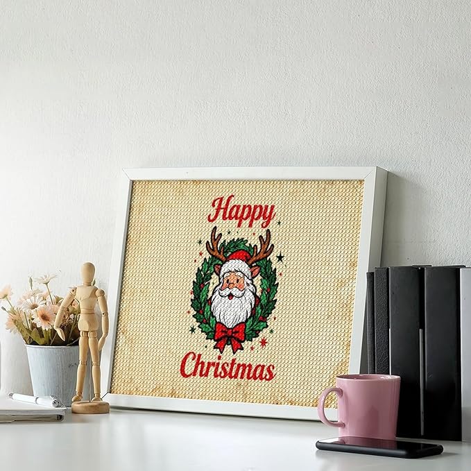 AIVKIEJK Diamond Painting Kits for Adults - Christmas Santa Claus Holly Berries & Snowflakes Painting DIY 5D Full Drill Diamond Dots Paintings with Diamonds Gem Art and Crafts Home Decor 16"x20"