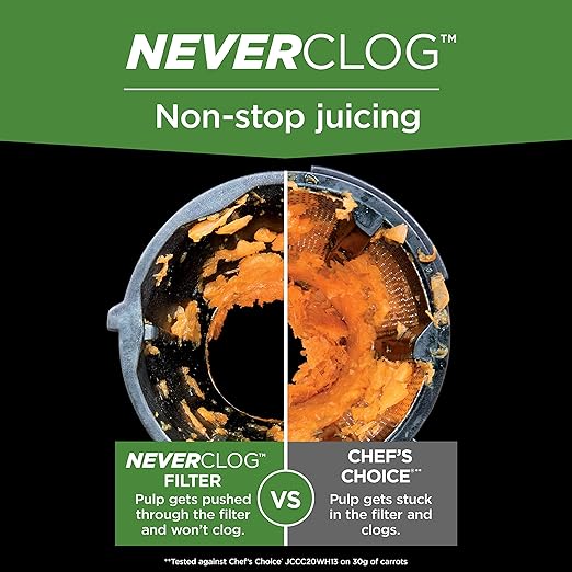 Ninja NeverClog Cold Press Juicer | Powerful Electric Slow Masticating Juicer with Pulp Control | XL Capacity | 24 oz. Juice Jug & 36 oz. Pulp Container | Dishwasher Safe | Charcoal | 150W | JC151