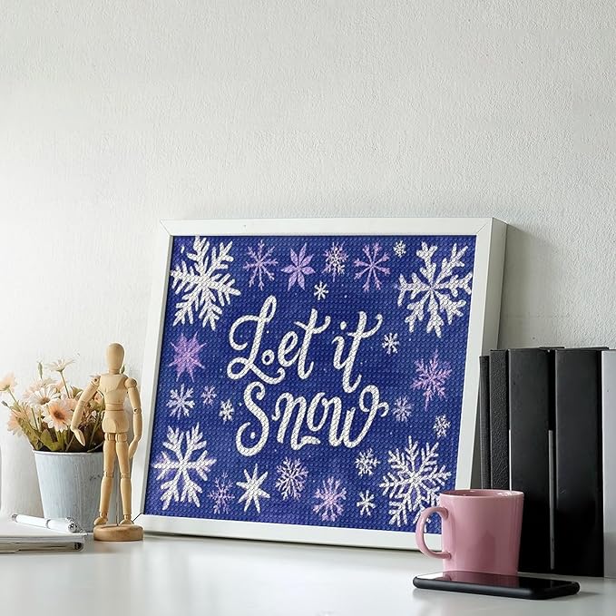 AIVKIEJK Diamond Painting Kits for Adults - Festive Snowflake Christmas Let It Snow Painting DIY 5D Full Drill Diamond Dots Paintings with Diamonds Gem Art and Crafts Home Decor 16"x20"