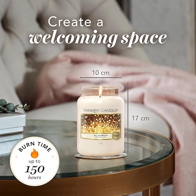 YANKEE CANDLE All is Bright Large Jar Candle, White