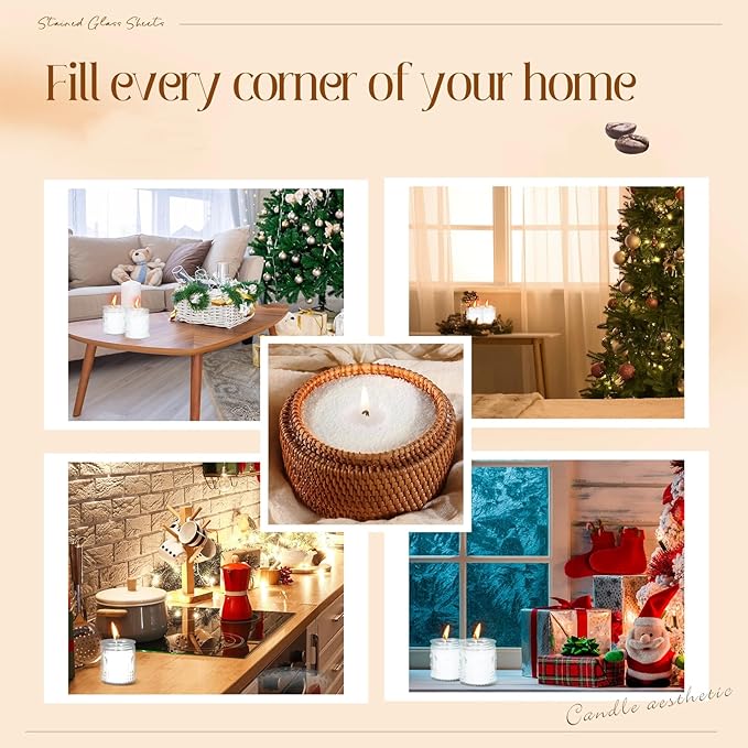 MTLEE Pearled Candle 2.2 lb Sand Wax Scented Sand Candle Kit with Gift Box 50 Wicks Refillable Jar White Beaded Wax Gift Set for Friends Mother Lover Women Family(Coffee)
