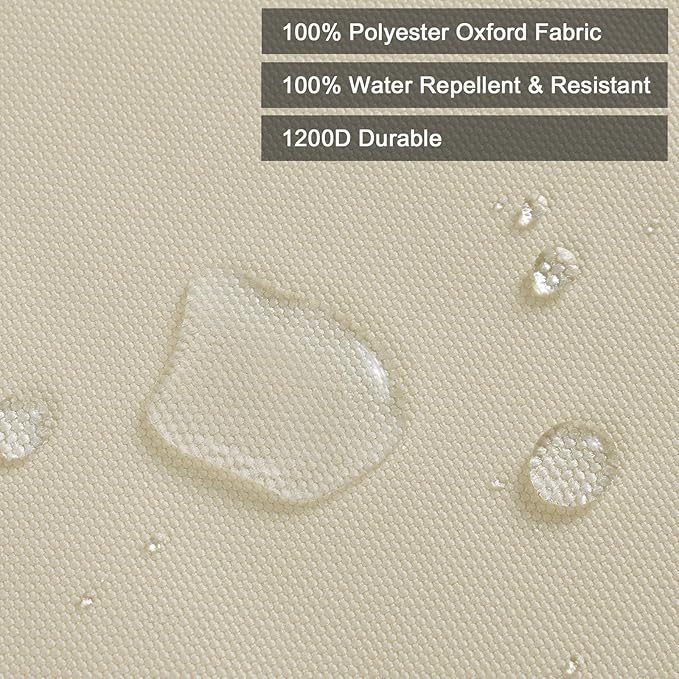 Thickened Waterproof Canvas Fabric by The Yard 1200D 58" W Outdoor Upholstery Material Heavy Duty Fabric Water Resistant Sewing Material for Chair Patio Cushion Purse Bag 5 Yard Ivory