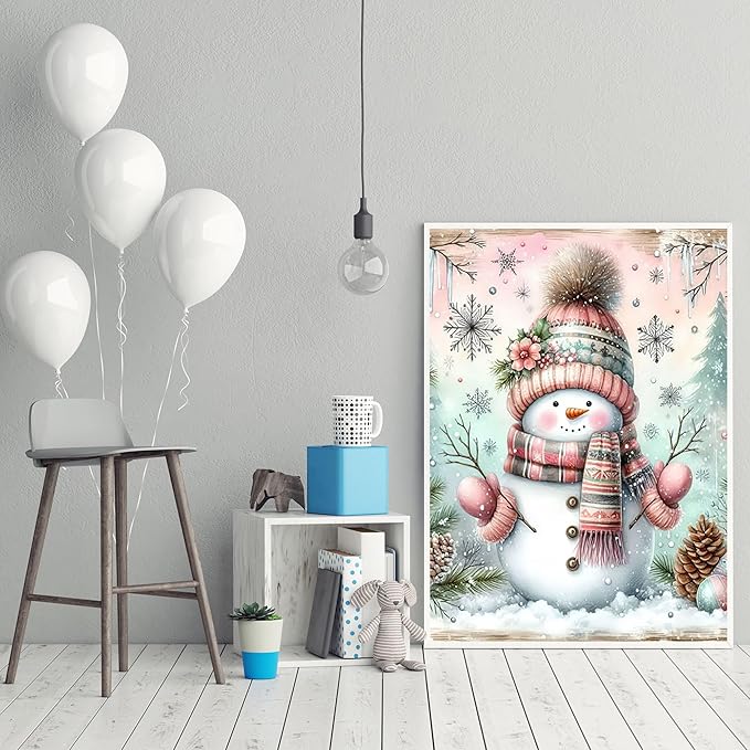 CZYWJMEI Christmas 5D Diamond Painting Kits for Adults Beginners,DIY Winter Snowman Diamond Art Kits,Full Round Drill Diamond Dot Gem Art Kits,Home Wall Decor 12x16nch