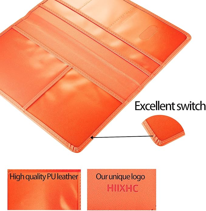Car Registration and Insurance Card Holder - Leather Vehicle Glove Box Automobile Documents Paperwork Wallet Case Organizer for ID, Driver's License, Key Contact Information Cards