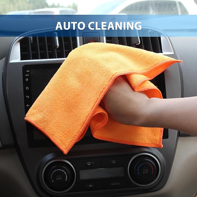 12 Pack Microfiber Cleaning Cloth 11.8x11.8inch - Streak-Free, Reusable Wipes for Glass, Kitchen, Car, Dusting - Absorbent & Lint-Free (Mixed Color 04, 11.8 x 11.8 inch)