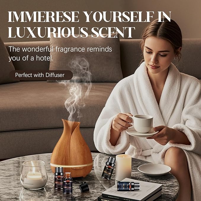 Hotel Diffuser Oils Gift Set, Essential Oils for Diffusers for Home, Luxury Fragrance Oil Set, Candle & Soap Making Scents, Jasmine & Mint, White Tea, The Way, Dream State, Hotel Lobby, Crystallé