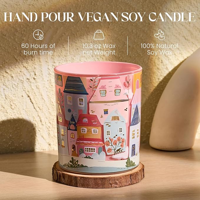M&SENSE Lychee Peony Scented Candles for Women 10.2 oz 60 Hours Long Burning Cute Candles Housewarming Gifts for Stress Relief, Meditation, Calm, Yoga