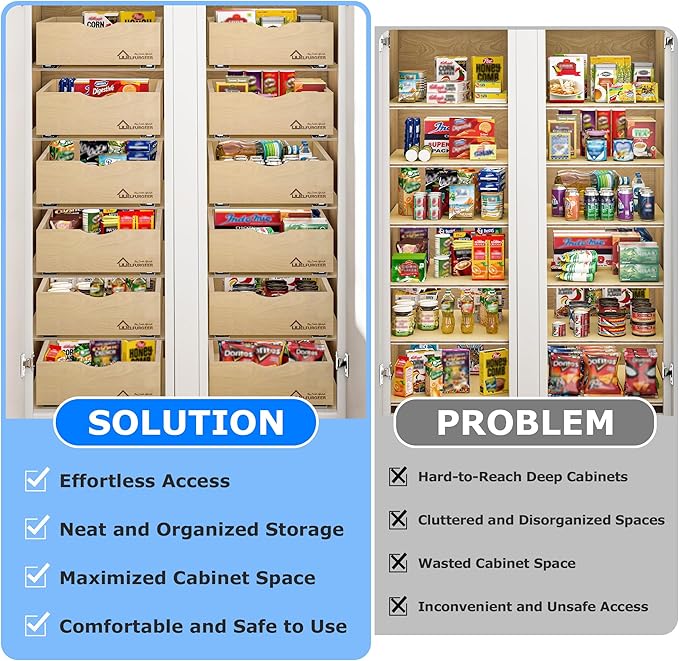 WelFurGeer Soft Close Pull Out Drawer for Kitchen Cabinets, 20" W x 21" D Pull Out Cabinet Organizer, Heavy-Duty Cabinet Organizer with Easy Installation, Space-Saving Pullout Drawer for Home, Kitchen