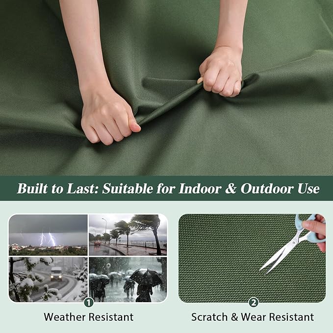 ANMINY 100% Waterproof Outdoor Fabric 10 Yards, 58" W 600D Marine Canvas Fabric with PVC Backing, Ripstop Upholstery Material by The Yard for Furniture Boat Covers Tent Awning, Army Green