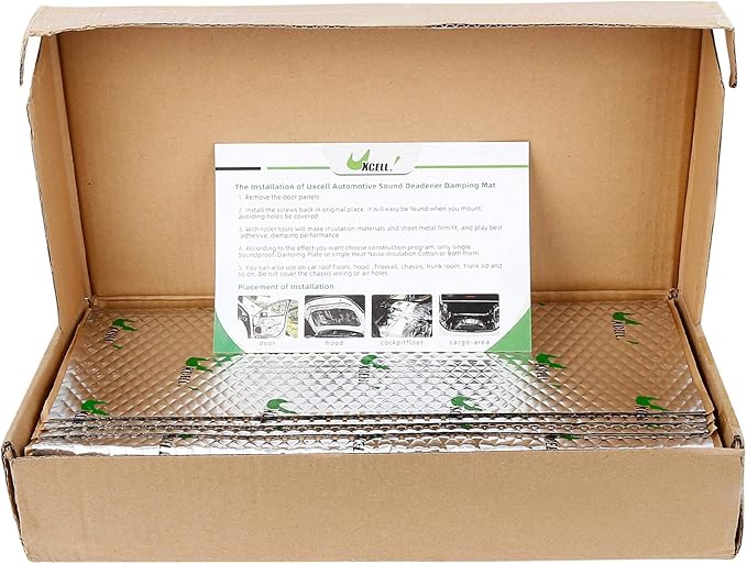 uxcell 10pcs 80mil 25sqft Car Sound Deadener Heat Insulation Mat Butyl Pad Damping Self Adhesive Deadening Material Door Roof Floor Automobile Sound Barrier