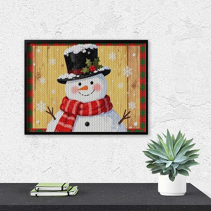 AIVKIEJK Diamond Painting Kits for Adults - Festive Snowman Red Scarf Painting DIY 5D Full Drill Diamond Dots Paintings with Diamonds Gem Art and Crafts Home Decor 12"x16"