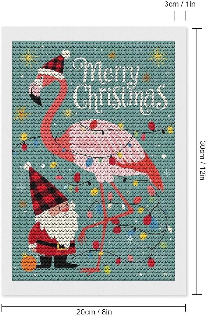 AIVKIEJK Diamond Painting Kits for Adults - Festive Flamingo Christmas Santa Hat Painting DIY 5D Full Drill Diamond Dots Paintings with Diamonds Gem Art and Crafts Home Decor 8"x12"