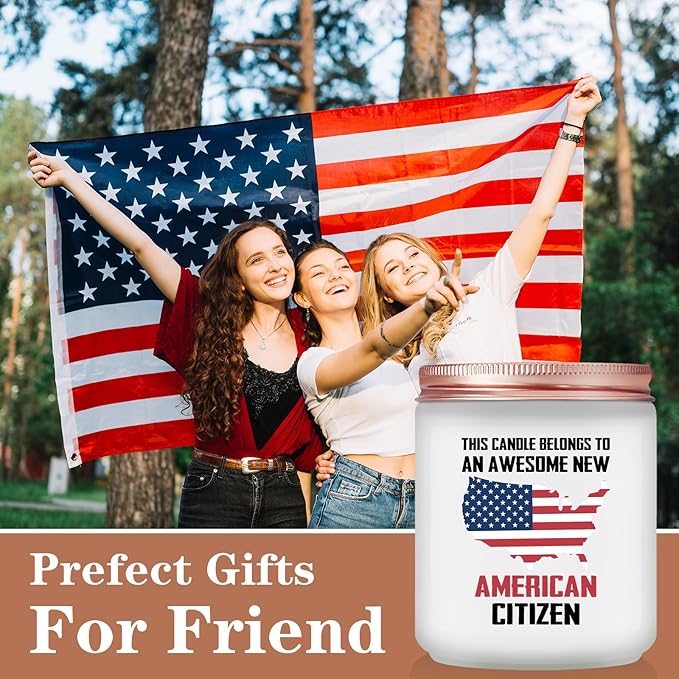 New American Citizenship Gifts - Congratulations New American Citizen Present - Cool US Flag Candle Gifts for 2025 US Citizenship, Women, Men, Friends, Family