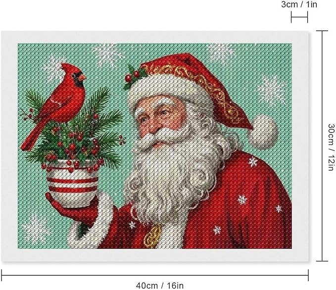 Diamond Painting Kits for Adults - Santa Claus & Red Bird Reindeer Christmas Berry Pine Cone Painting DIY 5D Full Drill Diamond Dots Paintings with Diamonds Gem Art And Crafts Home Decor 12"x16"