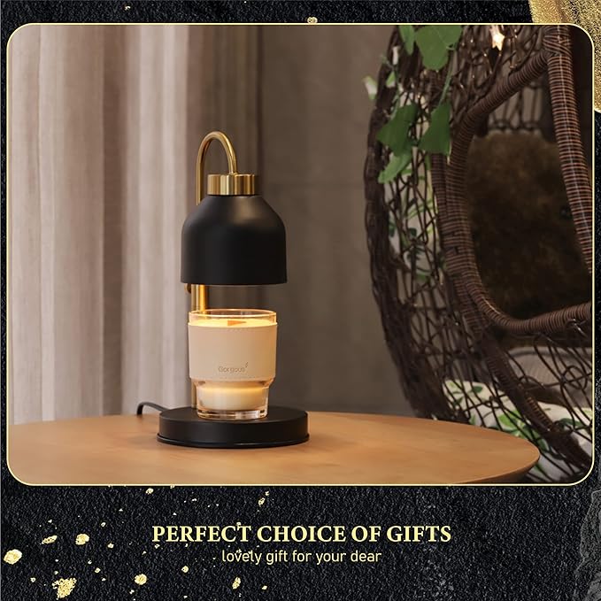 AIKUT Candle Warmer Lamp, 2 Bulbs, Timer & Dimmer, Height Adjustable, Compatible with Large Yankee Candle Jars, 3 Wick Candles, 110-120v, Black