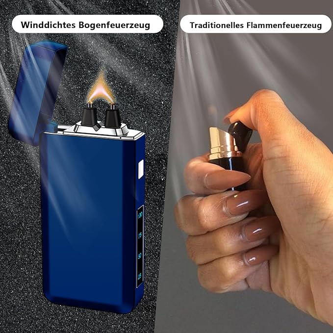 YOZWOO Electric Lighter Rechargeable Type-C Electronic Lighters Plasma Arc Lighter Windproof Lighters Big Flame Lightre with Smart Switch Fine Gift Box as The Best Gift for Friends (Ice Blue)