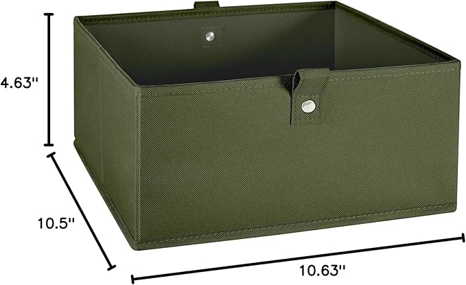 RiverRidge Kids 6pc Folding Storage Bins Set - 10.5”W x 5”H Fabric Boxes with Handles for Closet Organizer & Storage - Olive Cube Storage Organizer for Toys, Clothes & Crafts - Fits RiverRidge Shelves